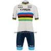 Completo Maglia + Pantaloncino con bretelle 2022 Trek Factory Racing XC Campione Del Mondo Manica Corta Bianco Multicolore